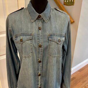 cabi Chambray Denim Utility Shirt | Medium | Button Front